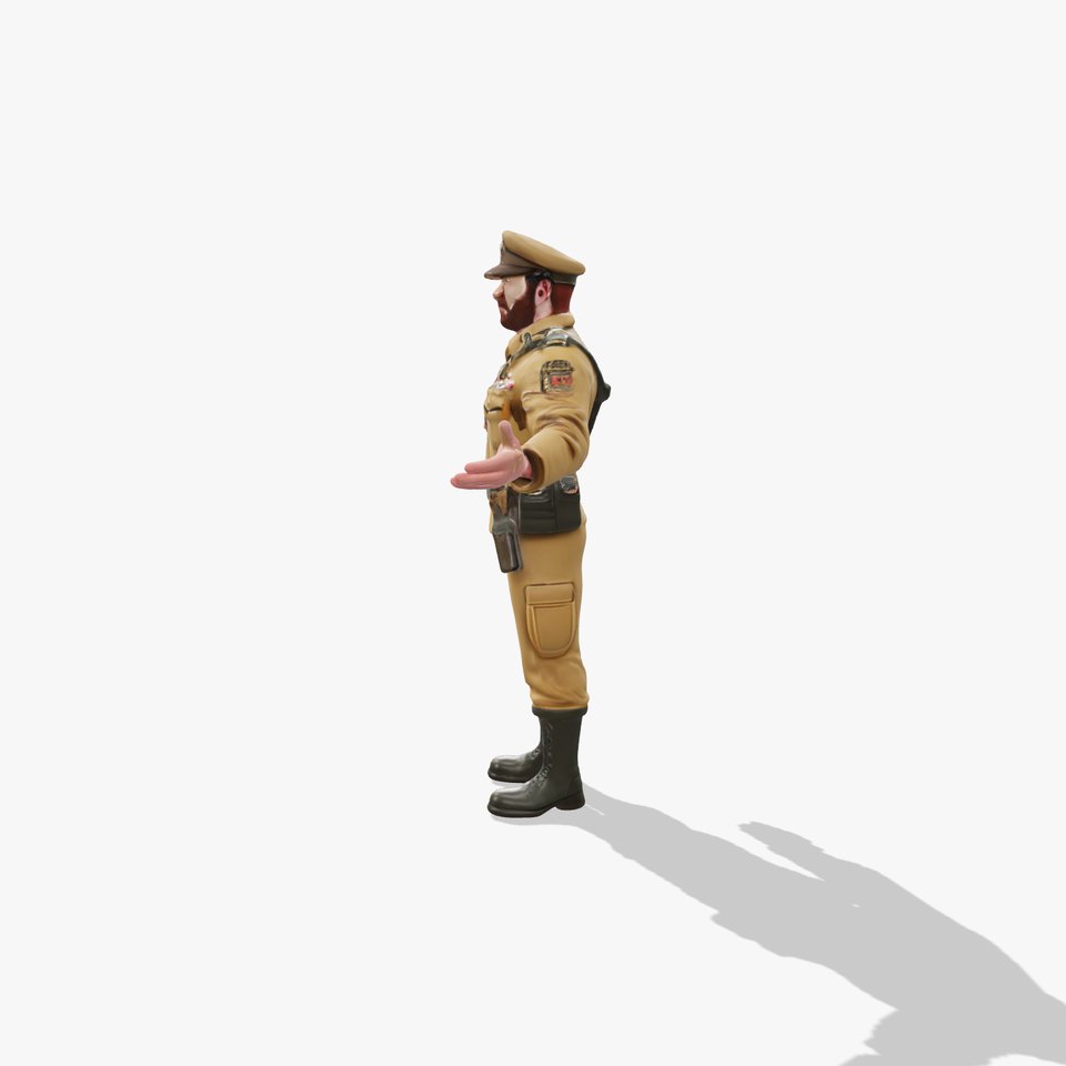 Military Officer D Character Model Rigged and Animated